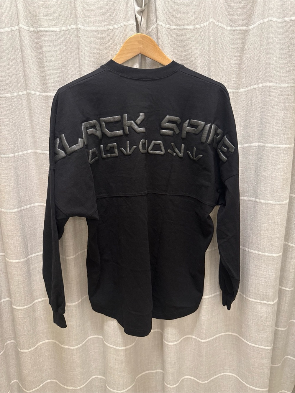 Black Long-Sleeve Graphic Tee with Raised Back Logo